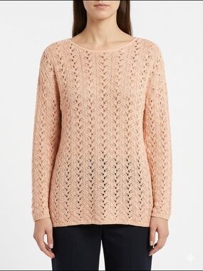 Sarah Arizona Vintage Open Knit Pointelle Sweater Cream Fits Large Made in USA